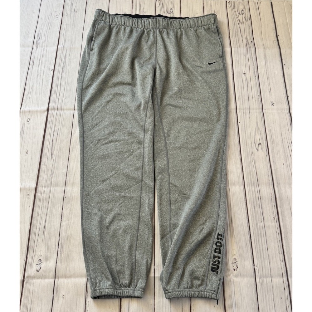 Nike Dri Fit Jogger Sweatpants Mens XL Just Do It Inseam 29" Therma Fit Gray